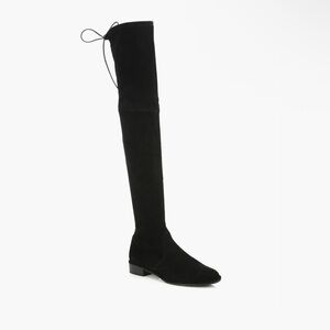 Stuart Weitzman NWOB 9.5 Black Lowland Suede Over The Knee Boots Leather Pull On